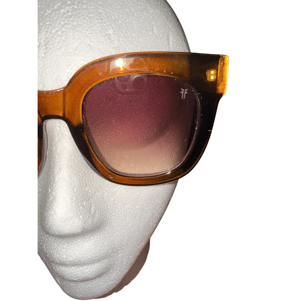 Boho Festival Beach Frye‎ Oversize Sunglasses Amber Brown Square Cat Eye